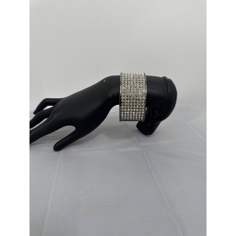 Rhinestone & Faux Snakeskin Cuff Bracelet